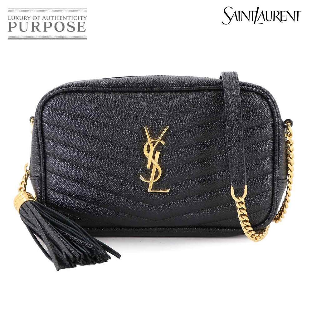 Saint Laurent Lou Chain Shoulder Bag Leather Black